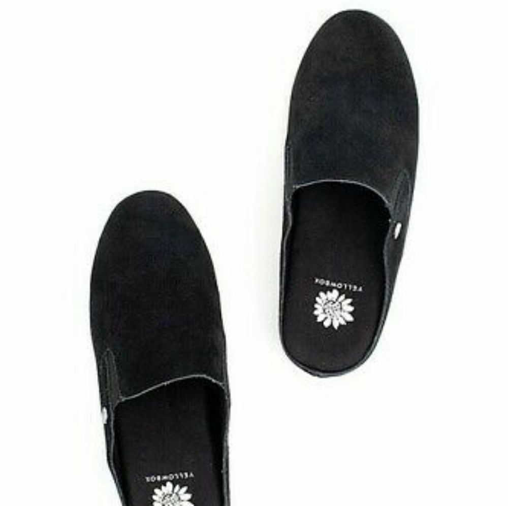 YELLOW BOX Suede Leather Slide Slipon Mule Sneakers LIKE NEW - Picture 2 of 6